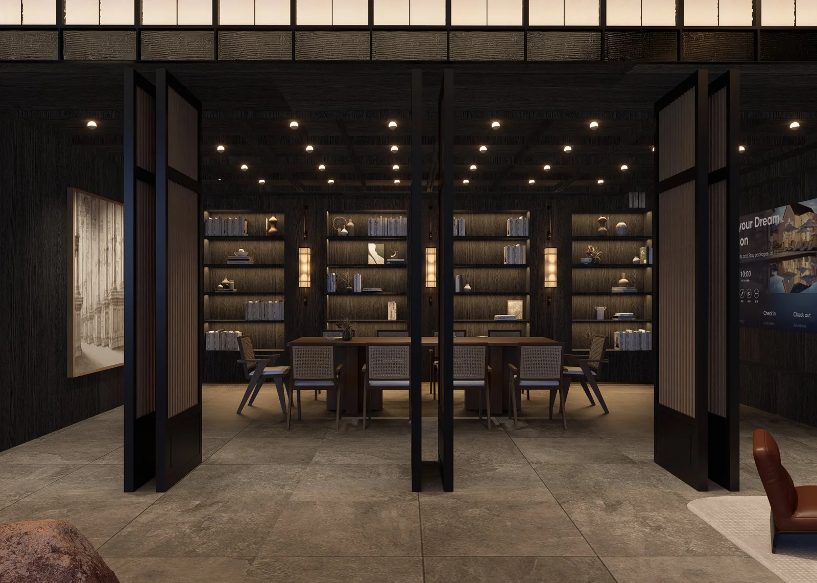 清远花海湾丽呈安澜酒店茶室 · 屏风隔断与博古陈列 | 致美设计 EDA Design